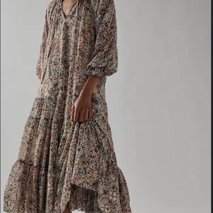 Free People Floral Feelin Groovy Maxi Dress Soft Blue XS